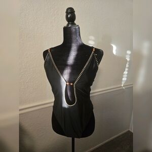 Shade & Shore Black One-Piece Swimsuit with Bead Accents